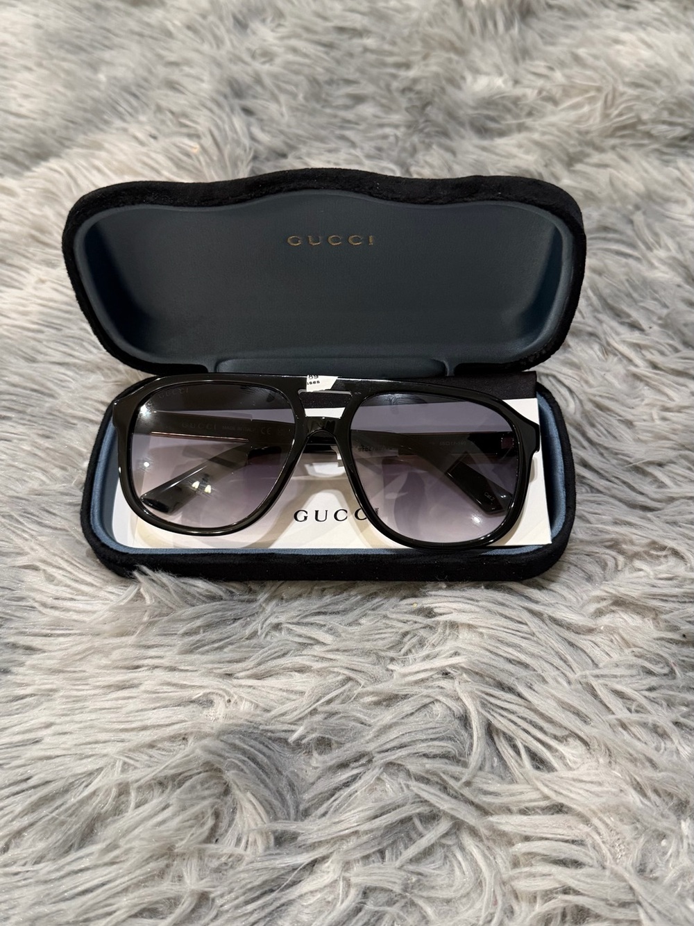 Gucci Black Gradient Lens Aviator Sunglasses